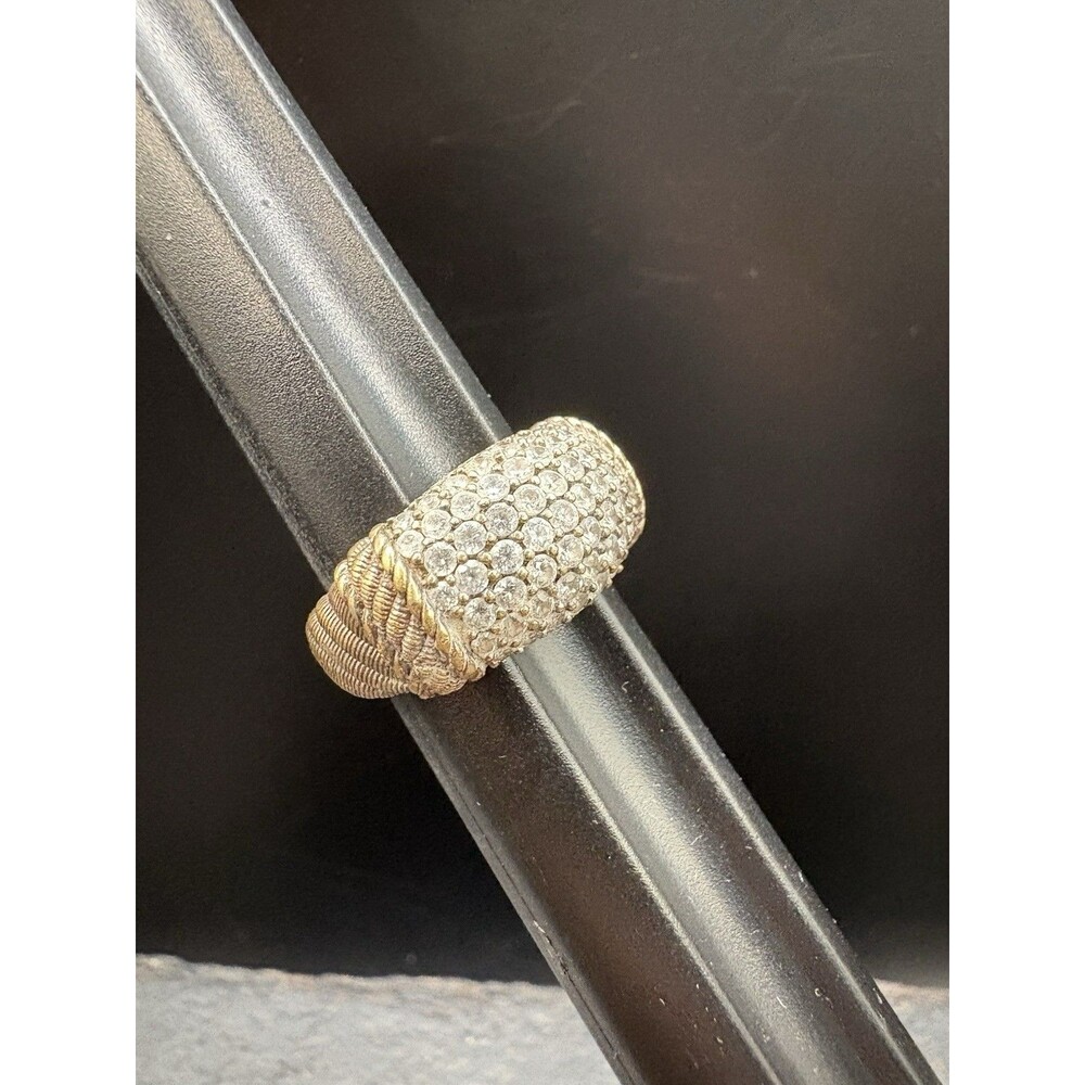 Vintage Judith Ripka Gold Vermeil Sterling Silver Cubic Zirconia Ring SZ 7 10.8g